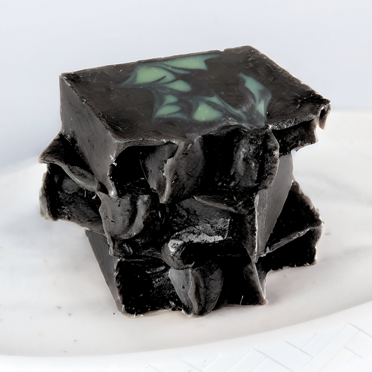 Bay Rum charcoal soap stack