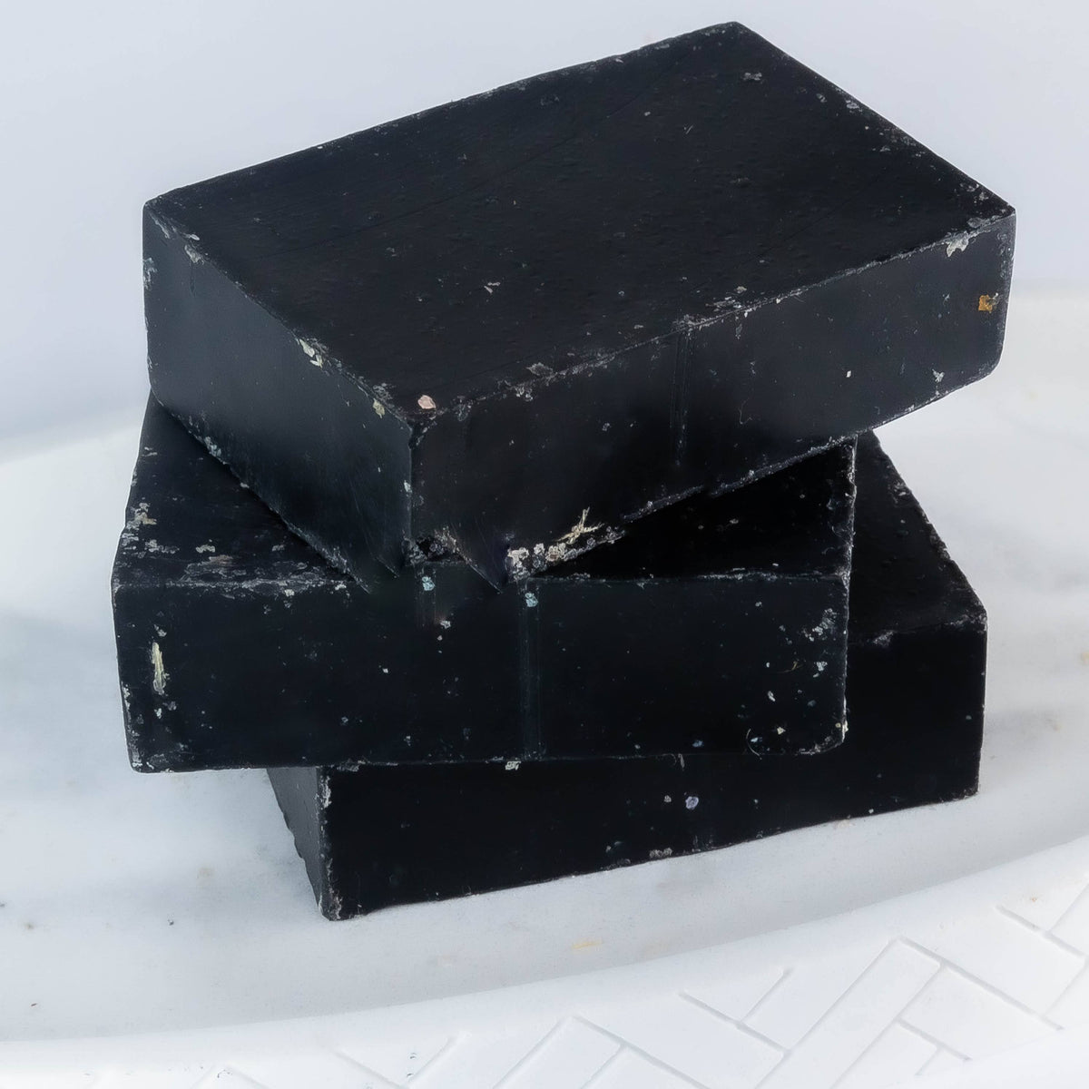 charcoal soap stack of 3 black soap bars 